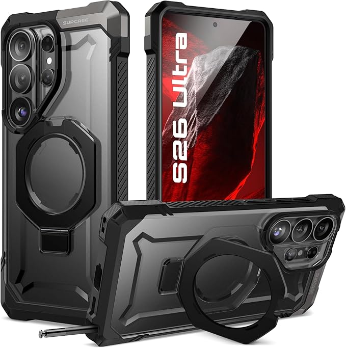 SUPCASE for Samsung Galaxy S26 Ultra Case with Built-in Stand, Dark | Translucent PC Backplate, Strong Magnetic, Compatible with MagSafe, Heavy Duty Protection