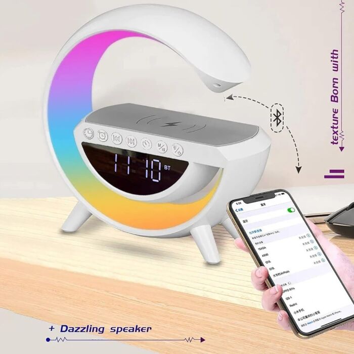 Atmosphere Night Light with Wireless Phone Charger & AIO LED Table Lamp (15W, White, BT-3401)