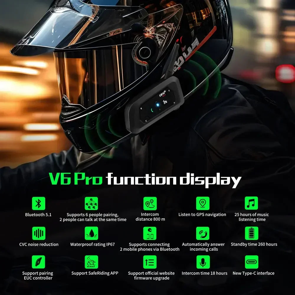 1200M Bluetooth Motorcycle Helmet Intercom Headset